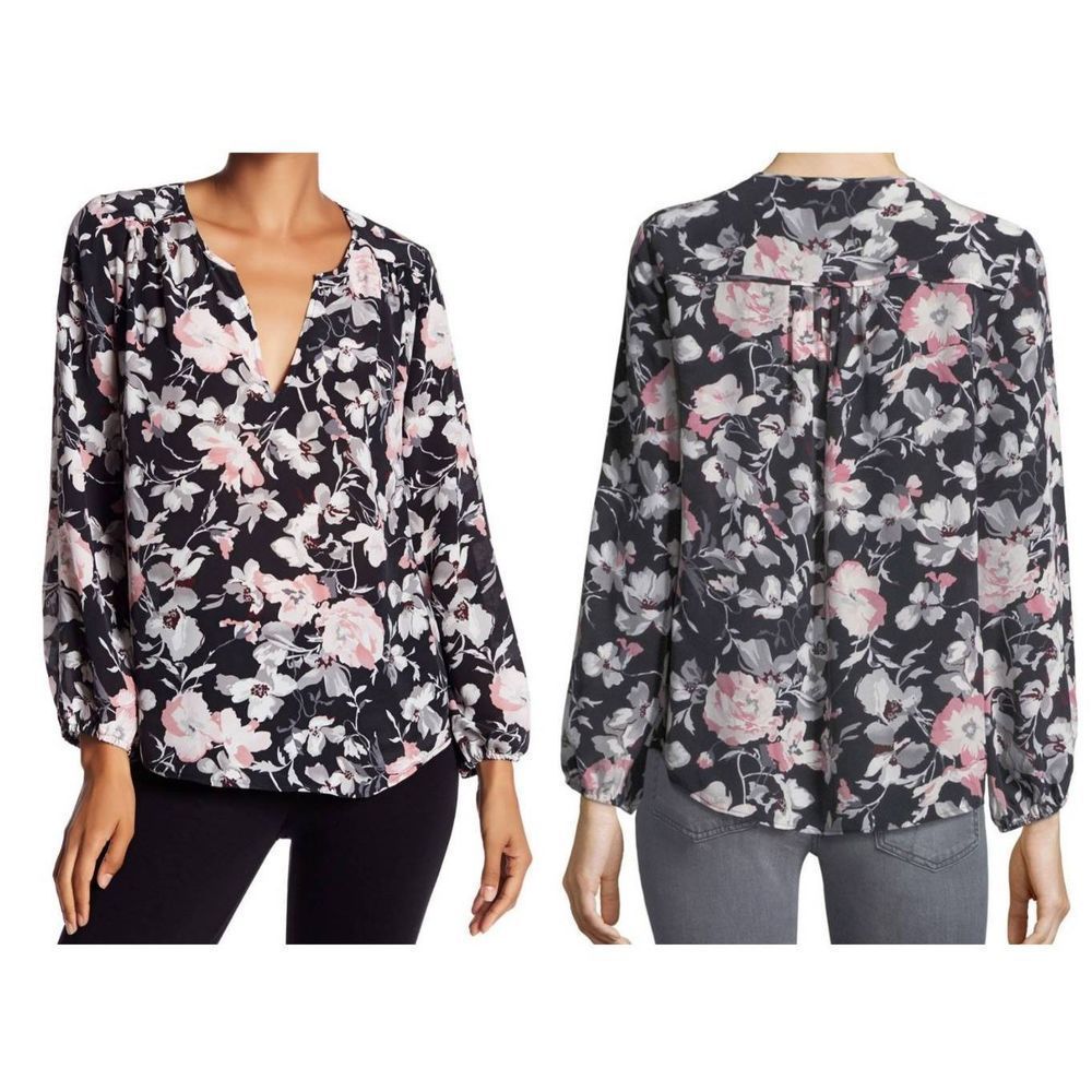 Joie Women's Long Sleeves Floral Print Silk Blouse Top Size M